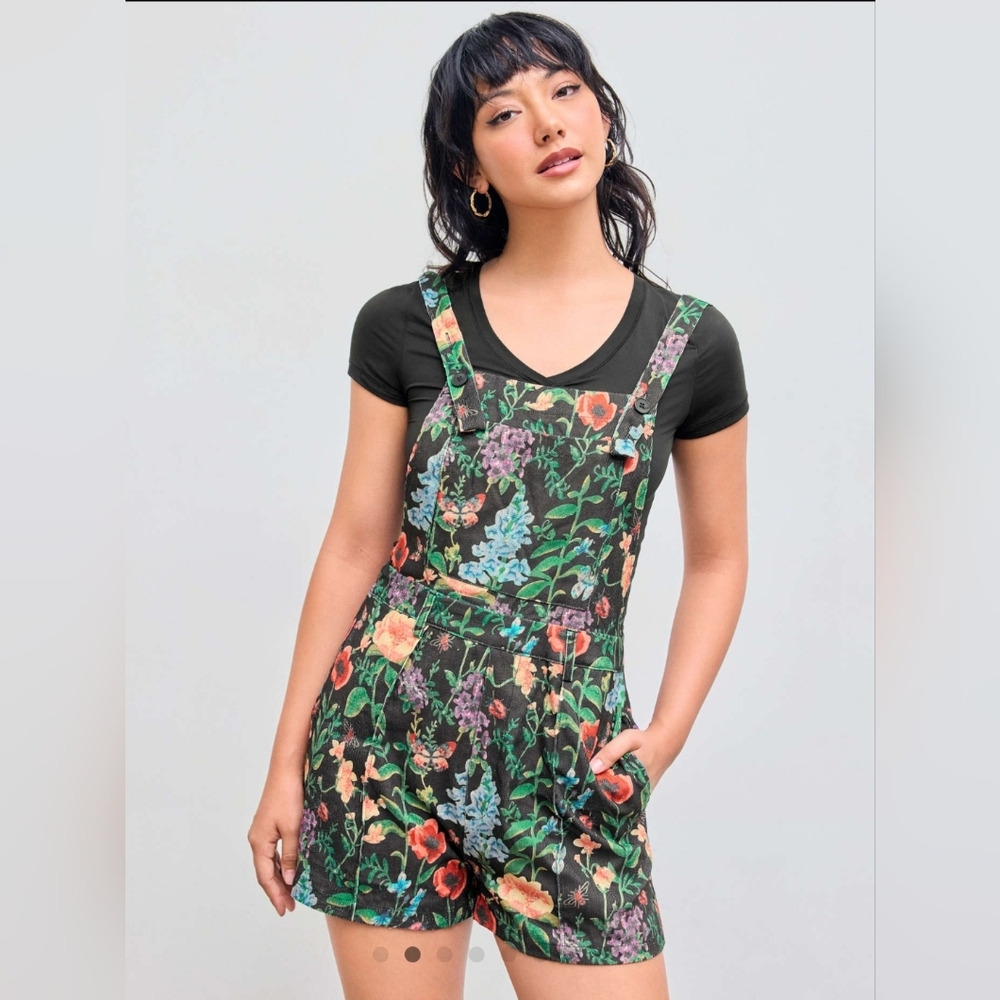 Cider Floral Print Overalls